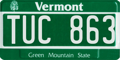VT license plate TUC863