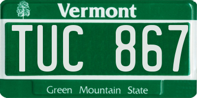 VT license plate TUC867