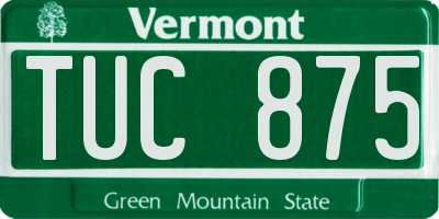 VT license plate TUC875