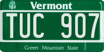 VT license plate TUC907
