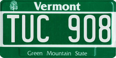 VT license plate TUC908