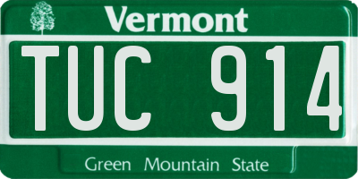 VT license plate TUC914