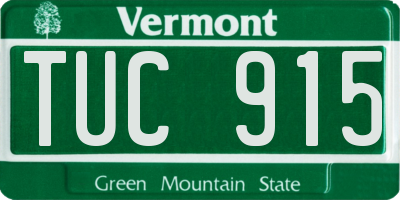 VT license plate TUC915