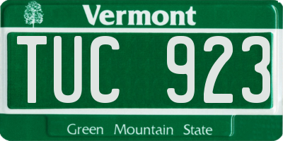 VT license plate TUC923