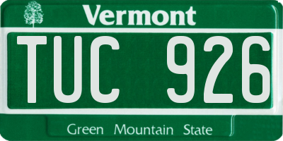 VT license plate TUC926