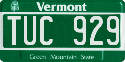 VT license plate TUC929