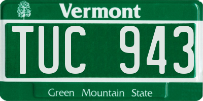 VT license plate TUC943