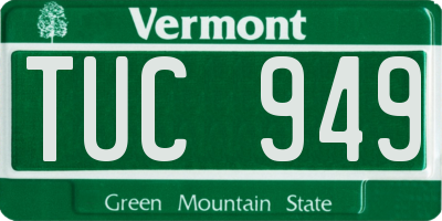 VT license plate TUC949