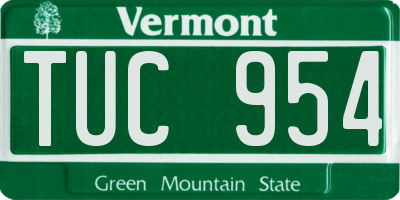VT license plate TUC954