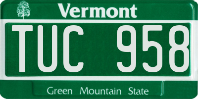 VT license plate TUC958