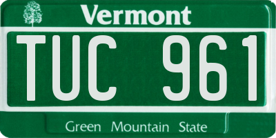 VT license plate TUC961
