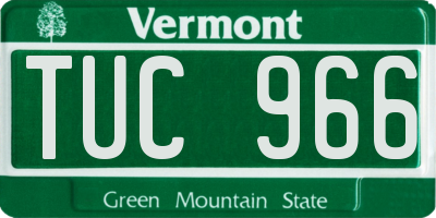 VT license plate TUC966