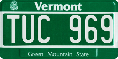 VT license plate TUC969