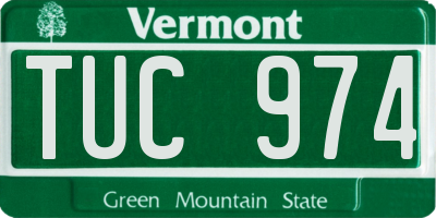 VT license plate TUC974