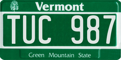 VT license plate TUC987