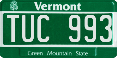 VT license plate TUC993
