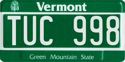 VT license plate TUC998