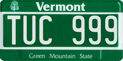 VT license plate TUC999