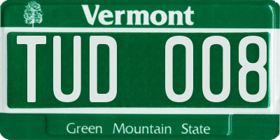 VT license plate TUD008