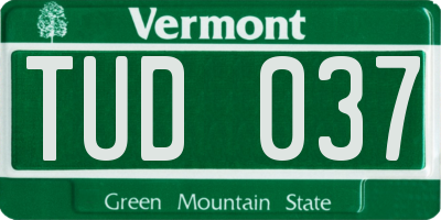 VT license plate TUD037