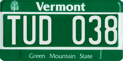 VT license plate TUD038