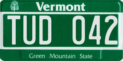 VT license plate TUD042