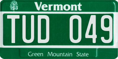 VT license plate TUD049