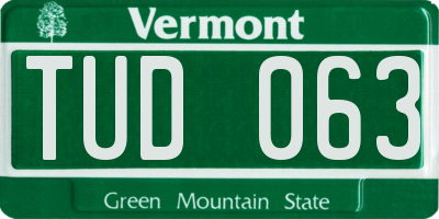 VT license plate TUD063