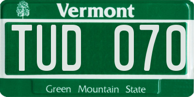 VT license plate TUD070