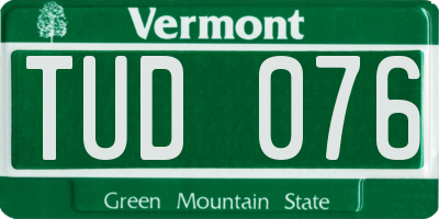 VT license plate TUD076