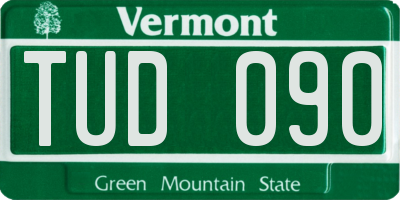 VT license plate TUD090