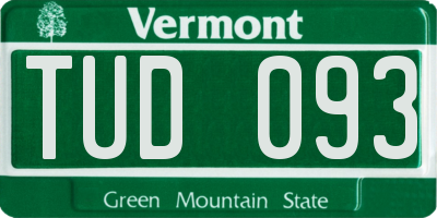 VT license plate TUD093