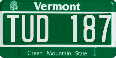 VT license plate TUD187