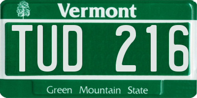 VT license plate TUD216