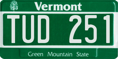VT license plate TUD251