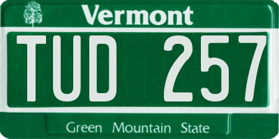 VT license plate TUD257