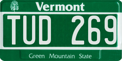 VT license plate TUD269