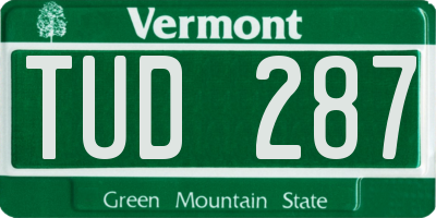 VT license plate TUD287