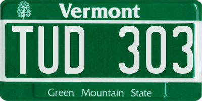 VT license plate TUD303