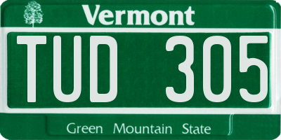 VT license plate TUD305