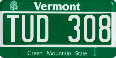 VT license plate TUD308