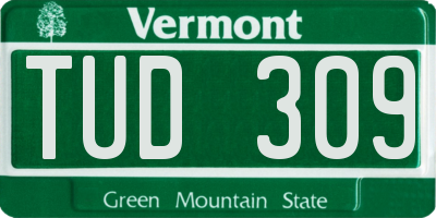 VT license plate TUD309