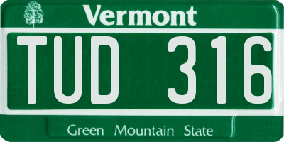 VT license plate TUD316
