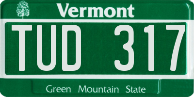 VT license plate TUD317
