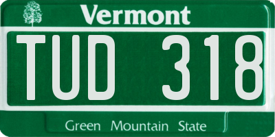 VT license plate TUD318