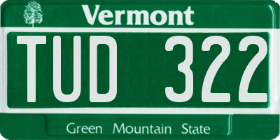VT license plate TUD322