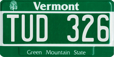 VT license plate TUD326