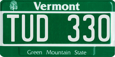 VT license plate TUD330