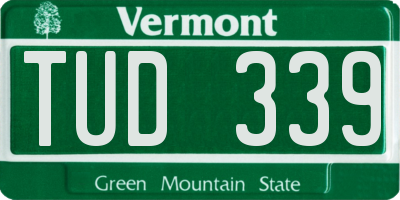 VT license plate TUD339