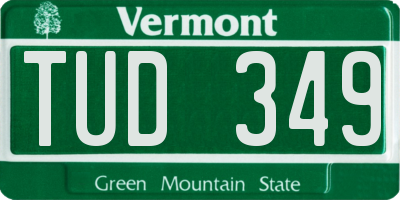 VT license plate TUD349